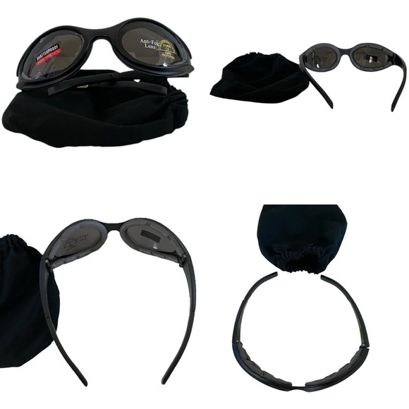 Black Sports Shatter Proof Polycarbonate Foam Lined Anti-Fog Len UV400 Glasses - Picture 2 of 12
